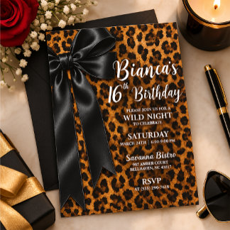 Invitation d'anniversaire 16 ans Imprimé Black & L