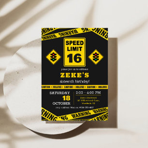 Invitation d'anniversaire 16 ans Limite de Vitesse