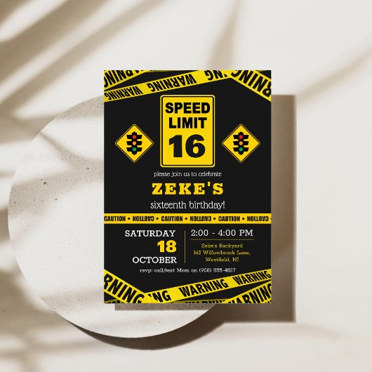Invitation d'anniversaire 16 ans Limite de Vitesse