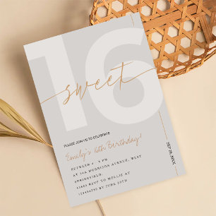 Invitation d'anniversaire 16 ans Moderne Beige & O