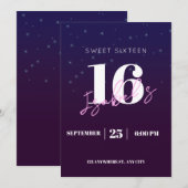 Invitation d'anniversaire 16 ans pour fille Digita (Devant / Derrière)