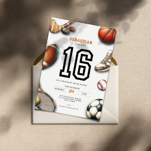 Invitation d'anniversaire 16 ans pour garçons sur