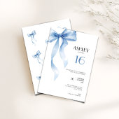 Invitation d'anniversaire 16 ans ruban bleu pour f