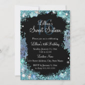 Invitation d'anniversaire 16 ans Turquoise Noir Oc (Devant)