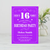 Invitation d'anniversaire 16 ans Violet et Blanc (Debout devant)