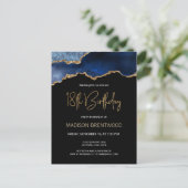 Invitation d'anniversaire 18 ans Agate Bleu Or (Debout devant)