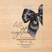 Invitation d'anniversaire 18 ans Black Bow Dix-hui (Recto)