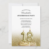 Invitation d'anniversaire 18 ans blanche et or pou (Devant)