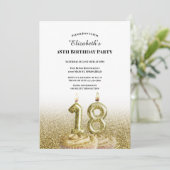 Invitation d'anniversaire 18 ans blanche et or pou (Debout devant)