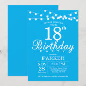 Invitation d'anniversaire 18 ans Bleu (Devant / Derrière)