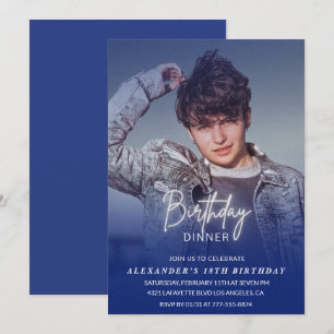 Invitation d'anniversaire 18 ans Dîner photo homme