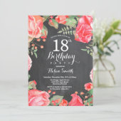Invitation d'anniversaire 18 ans Fleur Rouge Botan (Debout devant)