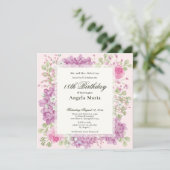 Invitation d'anniversaire 18 ans Fleurs roses élég (Debout devant)