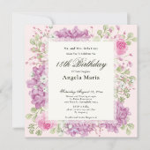 Invitation d'anniversaire 18 ans Fleurs roses élég (Devant)