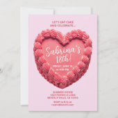 Invitation d'anniversaire 18 ans Heart Cake (rose/ (Devant)