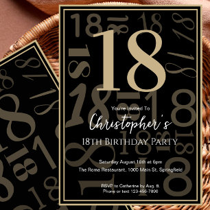 Invitation d'anniversaire 18 ans pour lui en noir