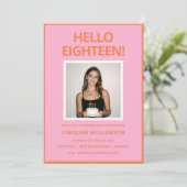 Invitation d'anniversaire 18 ans rose orange moder (Debout devant)