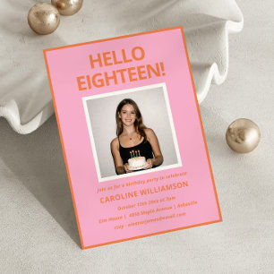 Invitation d'anniversaire 18 ans rose orange moder