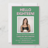 Invitation d'anniversaire 18 ans rose vert moderne (Devant)