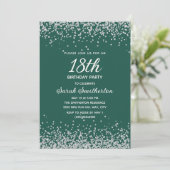 Invitation d'anniversaire 18 ans vert émeraude arg (Debout devant)