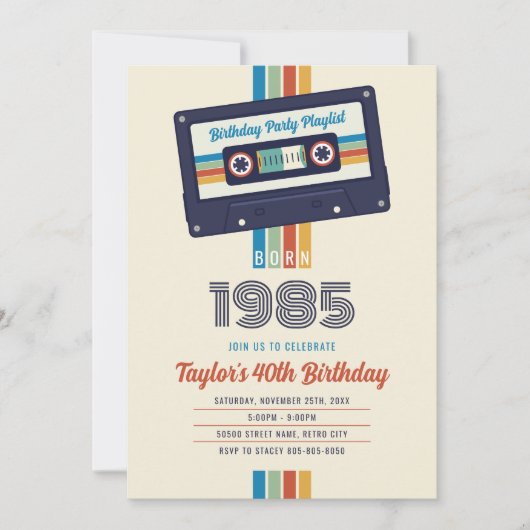 Invitation d'anniversaire 1985, Retro 40e (Devant)