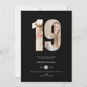 Invitation d'anniversaire 19 ans avec photo pour f