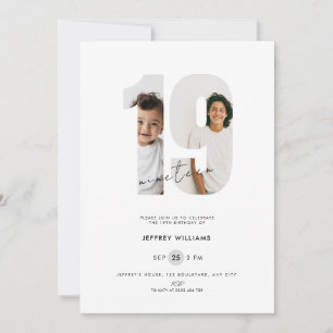 Invitation d'anniversaire 19 ans avec photo pour g