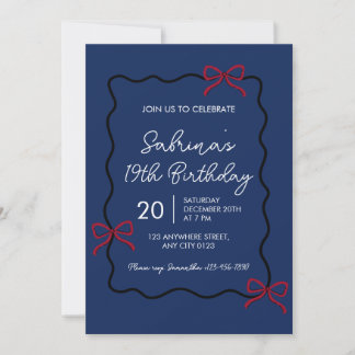 Invitation d'anniversaire 19 ans Coquette Moderne