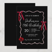 Invitation d'anniversaire 19 ans Coquette Moderne (Devant / Derrière)