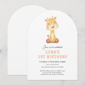 Invitation d'anniversaire 1 an arche de girafe mig (Devant / Derrière)