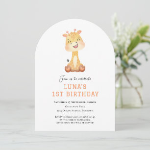 Invitation d'anniversaire 1 an arche de girafe mig