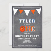 Invitation d'anniversaire 1 an Basketball Tableau (Devant)
