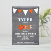 Invitation d'anniversaire 1 an Basketball Tableau (Debout devant)