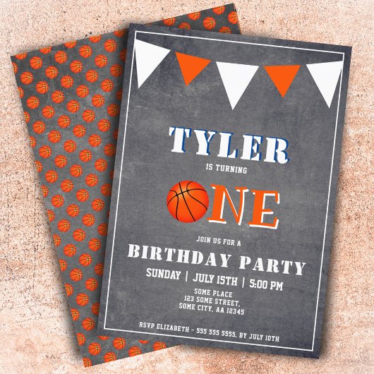 Invitation d'anniversaire 1 an Basketball Tableau