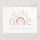 Invitation d'anniversaire 1 an Boho Rainbow et Sun (Devant)