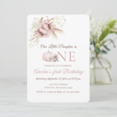 Invitation d'anniversaire 1 an Boho Rose Citrouill (Debout devant)