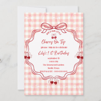 Invitation d'anniversaire 1 an Cherry On Top | Gin