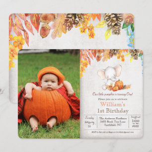 Invitation d'anniversaire 1 an Citrouille d'automn