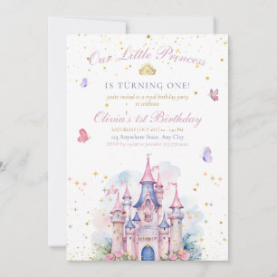 Invitation d'anniversaire 1 an fille Château Princ
