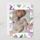 Invitation d'anniversaire 1 an Fille One A Saurus  (Dos)