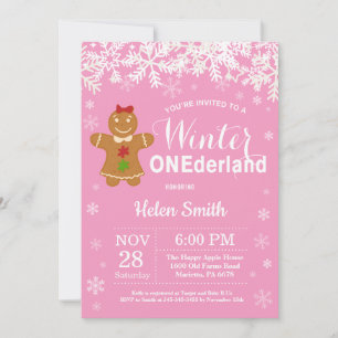 Invitation d'anniversaire 1 an Fille Onederland d'