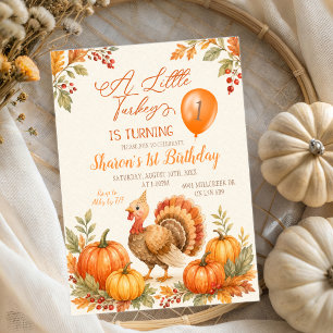 Invitation d'anniversaire 1 an garçon orange Dindo
