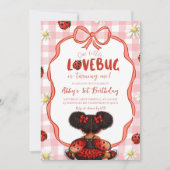 Invitation d'anniversaire 1 an Gingham Red Ladybug (Devant)