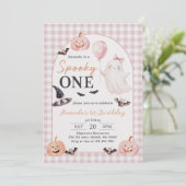 Invitation d'anniversaire 1 an Halloween Fantôme E (Debout devant)