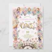 Invitation d'anniversaire 1 an jardin de fées fant (Devant)