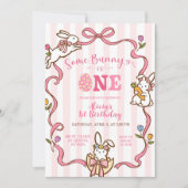 Invitation d'anniversaire 1 an Lapin Rayures Fanta (Devant)