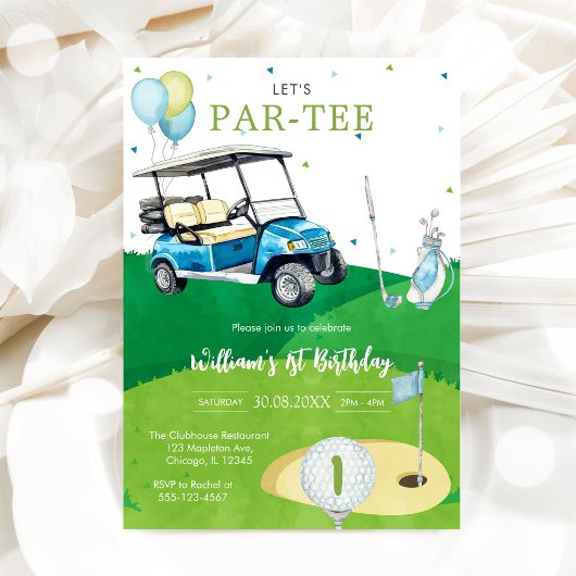 Invitation d'anniversaire 1 an Let's Par-tee Golf 