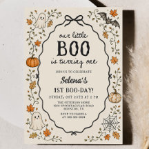 Invitation d'anniversaire 1 an Little Boo Hallowee