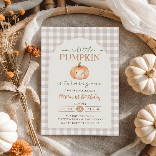 Invitation d'anniversaire 1 an Little Pumpkin auto