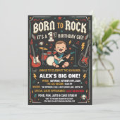 Invitation d'anniversaire 1 an 'Née pour le Rock' (Debout devant)